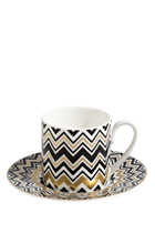Zig-Zag Gold Coffee Cup & Saucer, Set of 6
